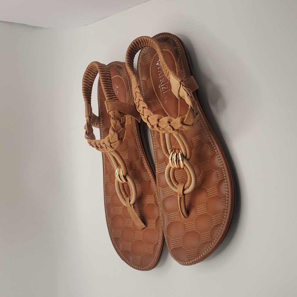 PATRIZIA Womens Sulda Brown T-Stap Braided Sandals Sz 8/39 By SpringStep, Beachy - Picture 4 of 12